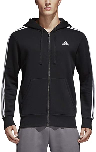 Photo 1 of adidas Men's Essentials 3-Stripe Full Zip Fleece Hoodie, Large