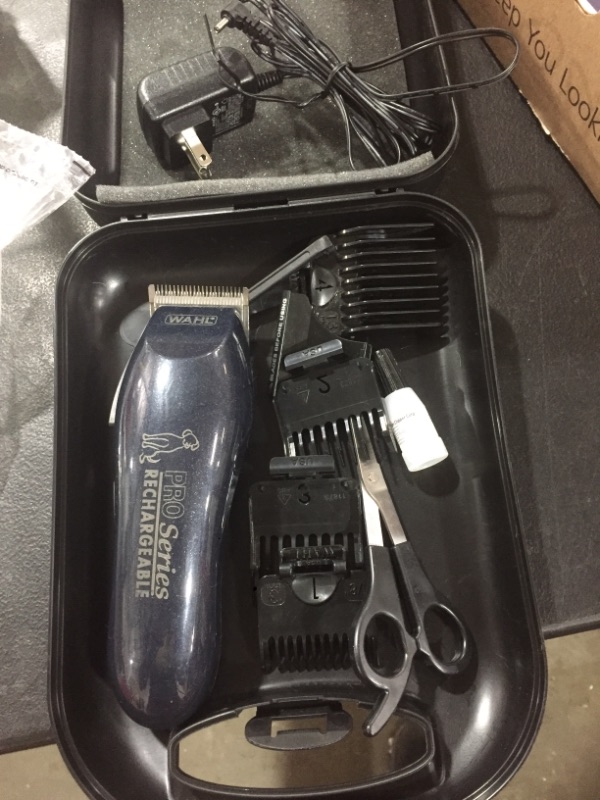 Photo 2 of Wahl Lithium Ion Deluxe Pro Series Rechargeable Pet Clipper Grooming Kit with Low Noise & Heavy Duty Motor for Cordless Electric Trimming & Shaving Dogs – Model 9591-2100
