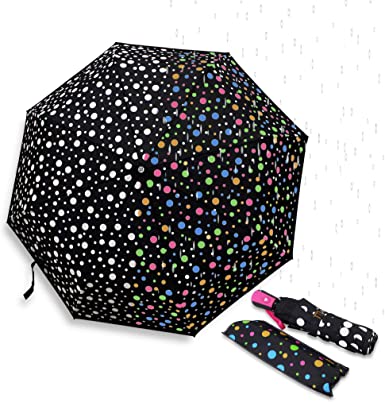 Photo 1 of Color Changing Umbrella With Cute Polka Dots Pattern Automatic Open Close Button Portable Light Weight Windproof Good Gift for her B11997 (Color will be Randomly selected)
