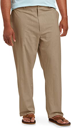 Photo 1 of Amazon Essentials Men's Big & Tall Linen Blend Pant fit by DXL, 1X x 32
