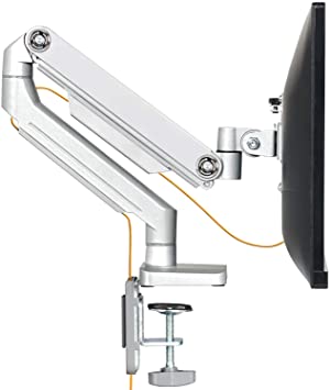 Photo 1 of EleTab Single Monitor Desk Mount - Height Adjustable Single Monitor Stand Articulating Full Motion Swivel VESA Arm Fits for Computer Screen 17 to 32 inches, Hold up to 17.6 lbs
