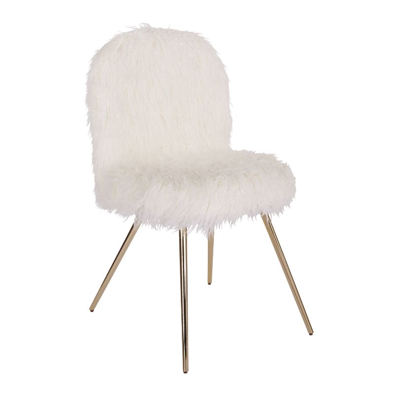 Photo 1 of OSP Home Furnishings Julia Accent Chair, White Faux Fur and Gold Legs
