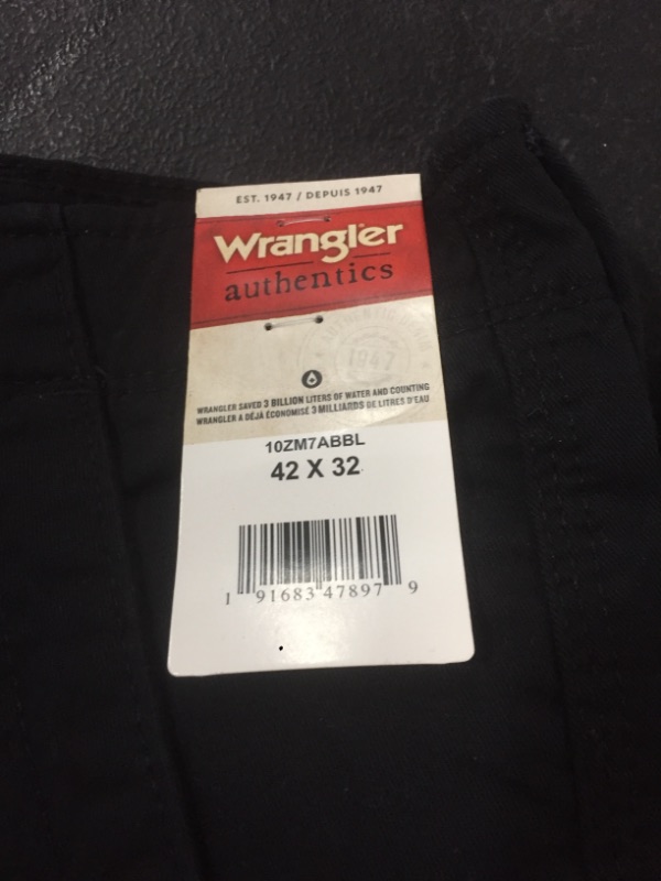 Photo 2 of Wrangler Authentics Men's Relaxed Fit Stretch Cargo Pant, Black, 42W X 32L
