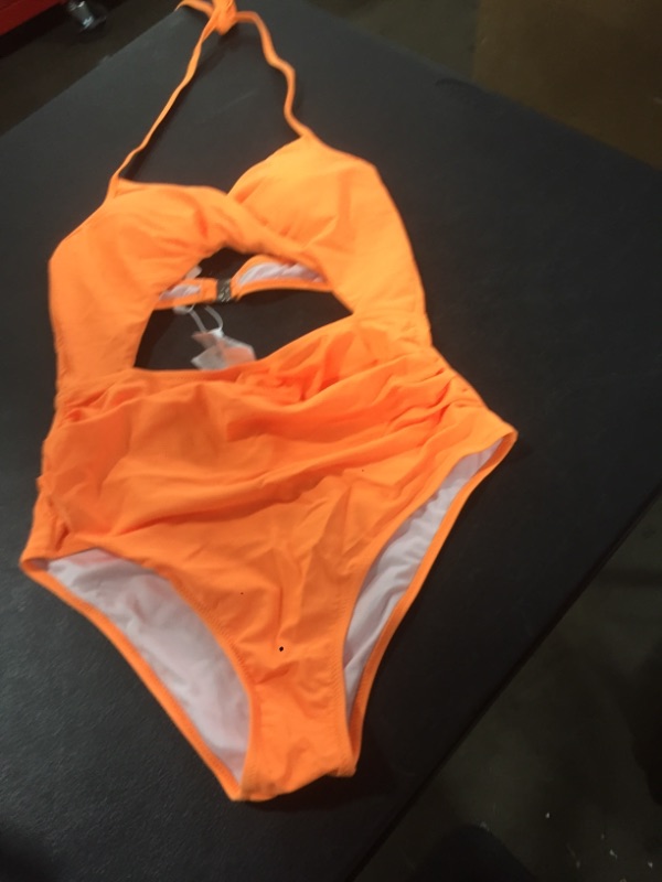 Photo 2 of Cupshe Halter Cutout Neon Orange One Piece - Large