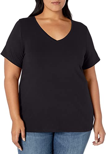 Photo 1 of Amazon Essentials Women's Plus Size Short-Sleeve V-Neck T-Shirt, 4XL