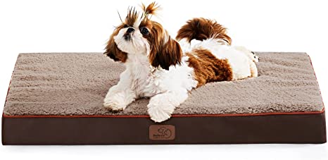 Photo 1 of Bedsure Medium Dog Bed for Medium Dogs Up to 50lbs - Orthopedic Dog Beds with Removable Washable Cover, Egg Crate Foam Pet Bed Mat, Brown
