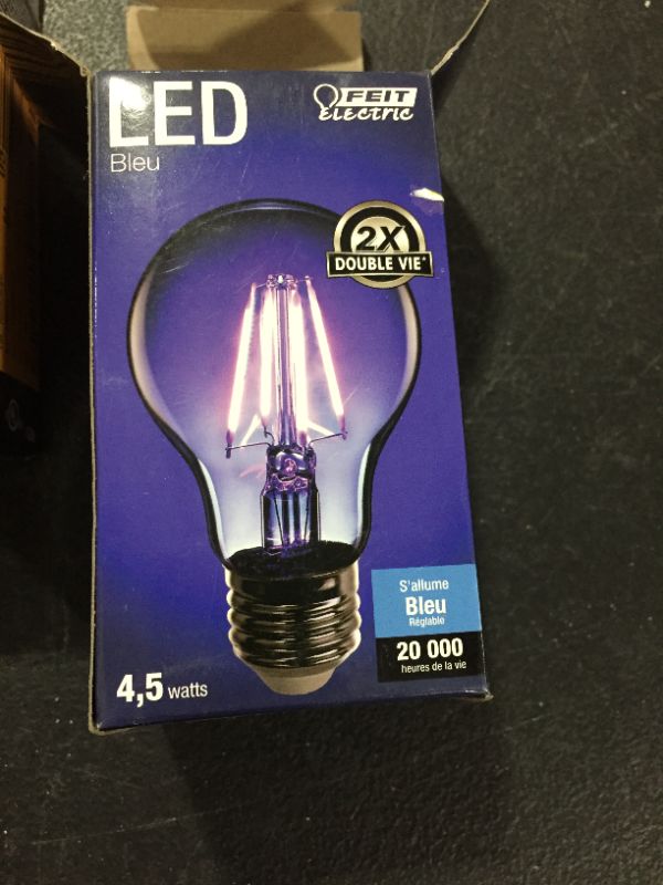 Photo 2 of 3.6 Watt a-Line A19 Filament LED Bulb Blue 2 Pack 
