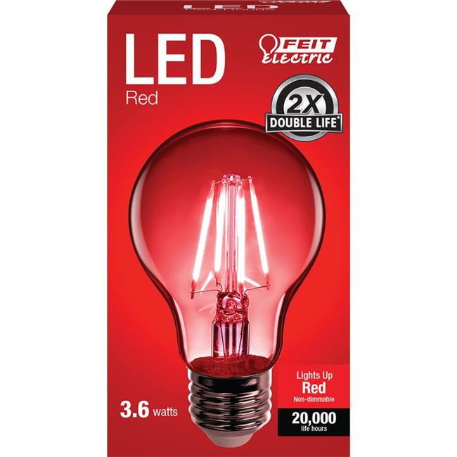 Photo 1 of  3.6 Watt a-Line A19 Filament LED Bulb Red 2 Pack 