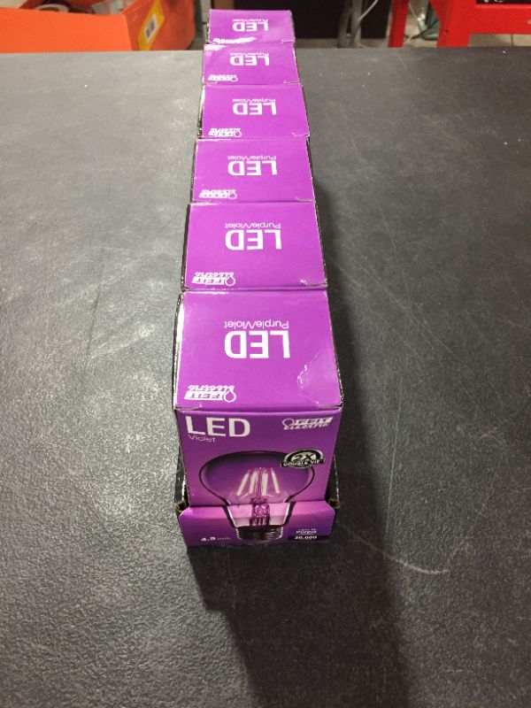 Photo 2 of 3.6 Watt a-Line A19 Filament LED Bulb Purple 6 Pack 