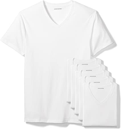 Photo 1 of Amazon Essentials Men's 6-Pack V-Neck Undershirts, Large
