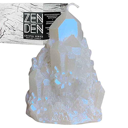 Photo 1 of Zen Den Crystal Series - Abundance Quartz Shaped- Unscented Wax Candle - Handcrafted for Home Décor & Positive Energy (Opal / White)
