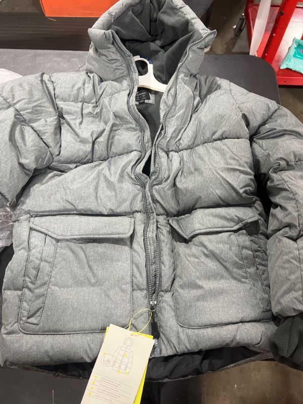 Photo 3 of Boys' Short Puffer Jacket - a in Motion, Grey- Large (12/14)