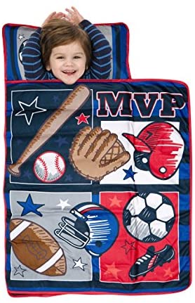 Photo 1 of Funhouse Baseball Nap Mat Set - Includes Pillow and Fleece Blanket
