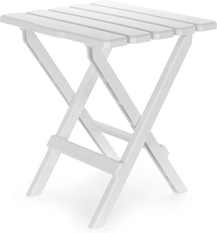 Photo 1 of Camco Large Adirondack Portable Outdoor Folding Side Table - Perfect for The Beach, Camping, Picnics, Cookouts and More - Weatherproof and Rust Resistant - White (21041)
