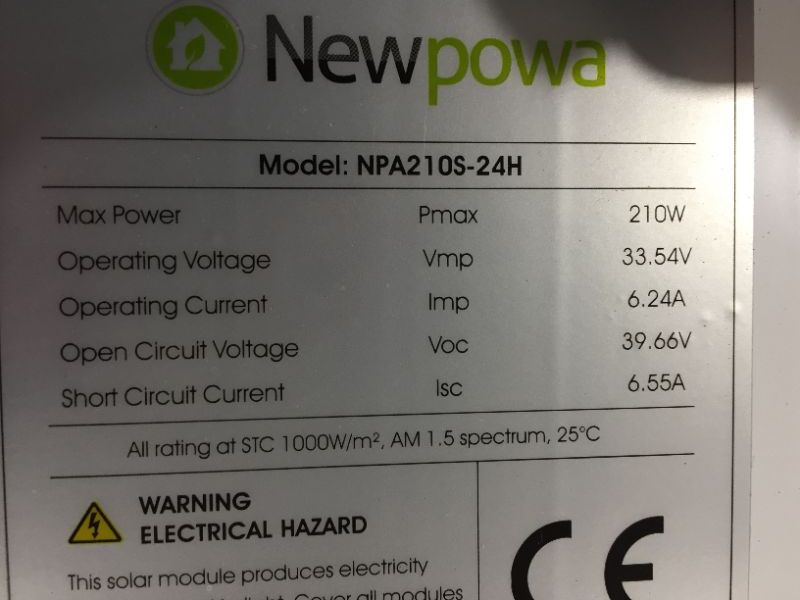 Photo 3 of NEWPOWA 210W(WATTS) SOLAR PANEL MONOCRYSTALLINE 36V HIGH EFFICIENCY MODULE FOR RV MARINE BOAT TRAILER CAMPER GREEN HOUSE OFF GRID SYSTEM
