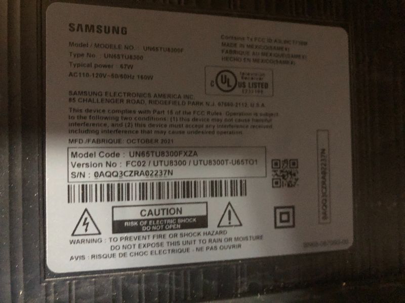 Photo 1 of Samsung - 65" Class TU8300 Curved LED 4K UHD Smart Tizen TV--- parts only

