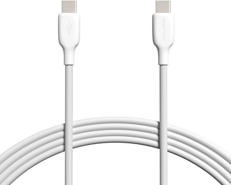 Photo 1 of Amazon Basics Fast Charging USB-C to USB-C2.0 Cable (USB-IF Certified), 60W - 10-Foot, White