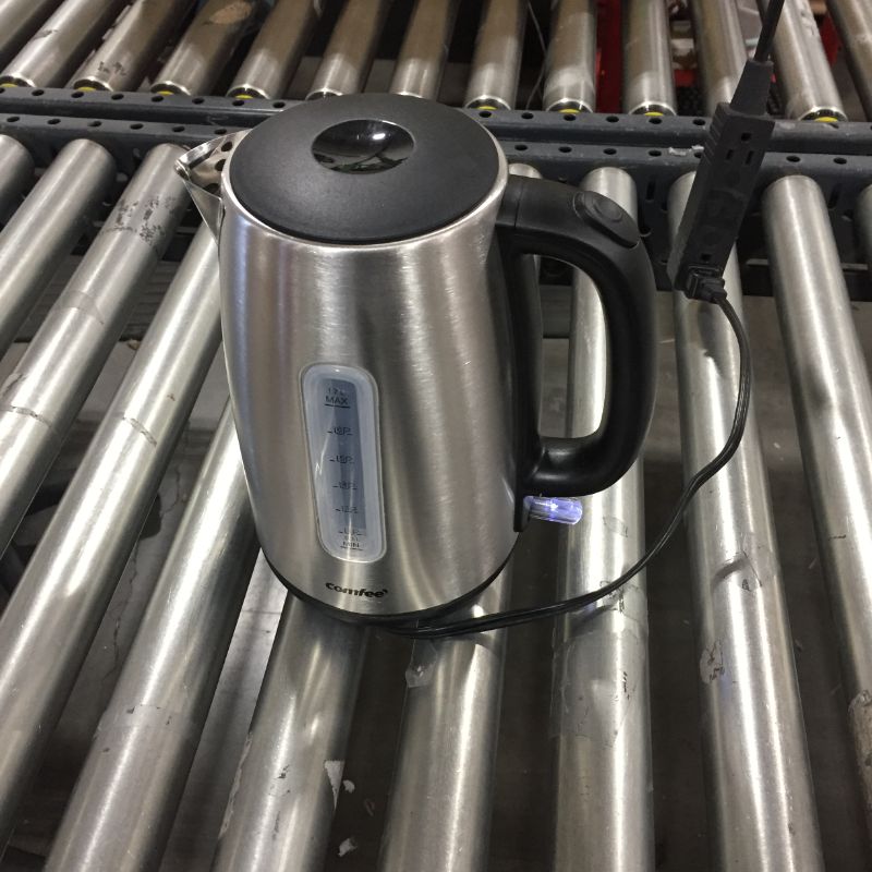 Photo 3 of COMFEE' Stainless Steel Cordless Electric Kettle. 1500W Fast Boil with LED Light, Auto Shut-Off and Boil-Dry Protection. 1.7 Liter