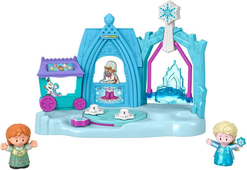 Photo 1 of Disney Frozen Arendelle Winter Wonderland by Little People, ice skating playset with Anna and Elsa figures for toddlers and preschool kids