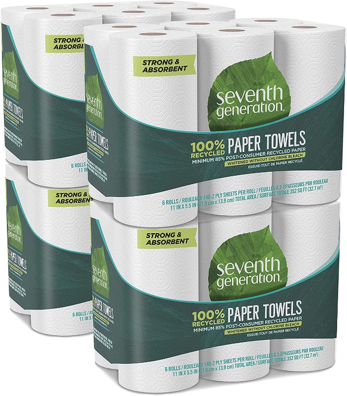 Photo 1 of  Seventh Generation Paper Towels 100 Recycled Paper 2ply , White, 140 Count, (Pack of 4)