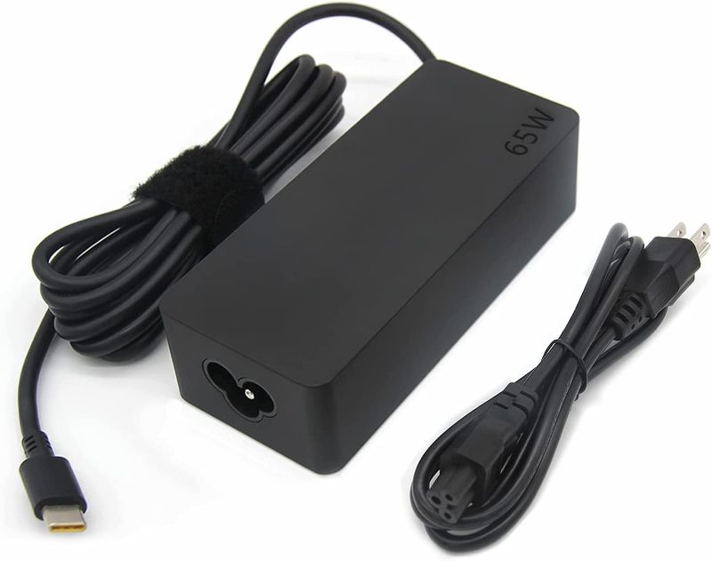 Photo 1 of 65W 45W AC Charger ADLX65YDC2A 4X20M26268 for Lenovo ThinkPad T480 T480s T490 T490s T590 T580 T580S E480 E580 Yoga C930 C940 S940 920 Yoga Type-C Series Laptop Power Supply Adapter Cord
