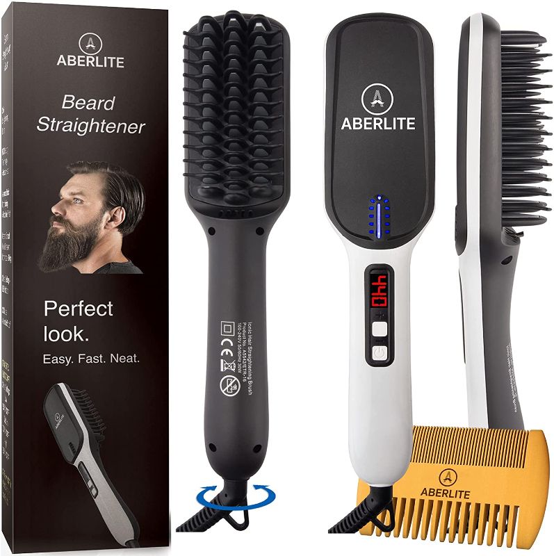 Photo 1 of (Upgraded) Aberlite MAX - Beard Straightener for Men - Beard Straightening Heat Brush Comb - Ionic & Anti-Scald Technology - for 2 inch+ Beard
