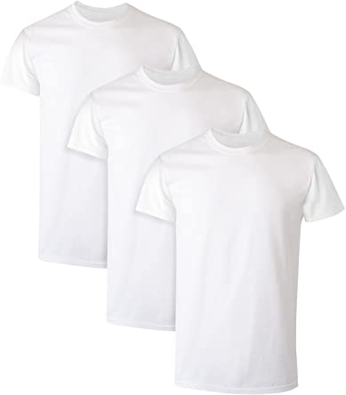 Photo 1 of 3 Hanes Men's White T-Shirt Pack Available, Moisture-Wicking Shirts, 100% Cotton Undershirts for Men, Multipack
