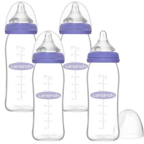 Photo 1 of Lansinoh Glass Baby Bottles for Breastfeeding Babies - 8oz/4ct

