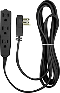 Photo 1 of BindMaster 8 Feet Extension Cord / Wire, 3 Prong Grounded, 3 outlets, Angled Flat Plug , Black
