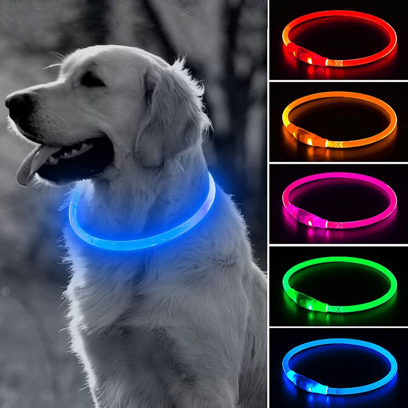 Photo 1 of BSEEN LED Dog Collar Light - USB Rechargeable Light Up Puppy Collar, TPU Cuttable Glowing Dog Necklace for Small Medium Large Dogs
