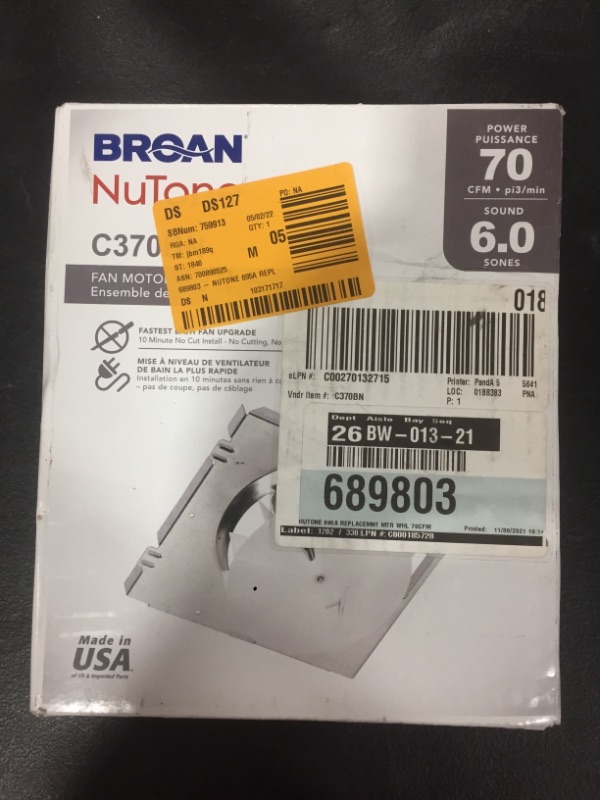 Photo 3 of Broan-NuTone 70 CFM Replacement Motor Wheel for 695A Bathroom Exhaust Fan