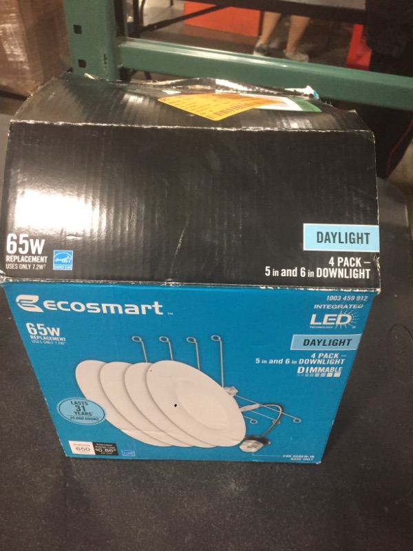 Photo 5 of Ecosmart 5 in. and 6 in. White Integrated LED Recessed Trim (4-Pack)