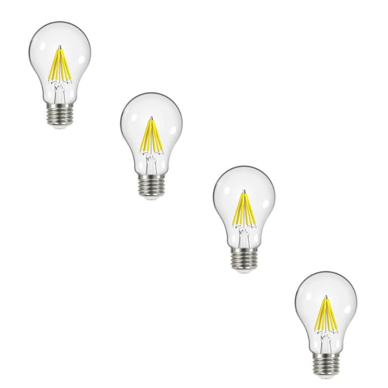 Photo 1 of EcoSmart 60-Watt Equivalent A19 Dimmable ENERGY STAR Clear Filament Vintage Style LED Light Bulb Daylight (4-Pack)
