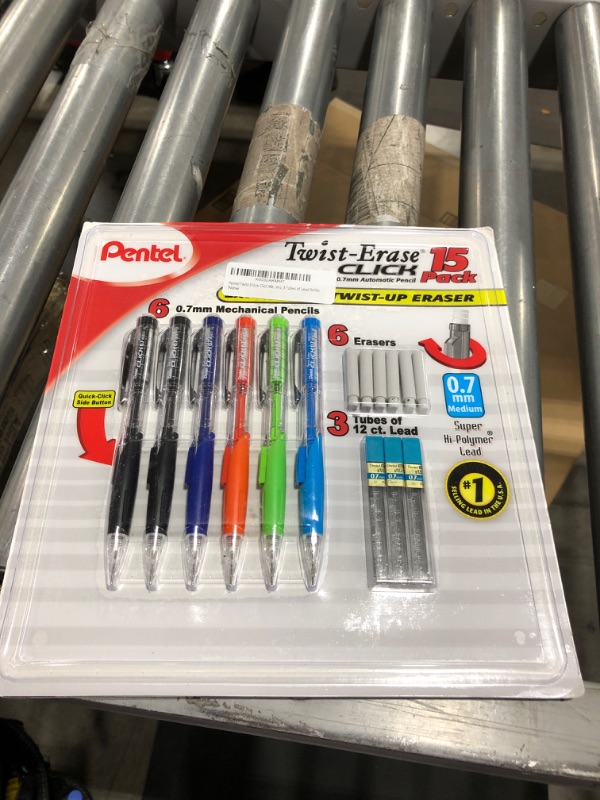 Photo 2 of Pentel Twist-Erase Click Mechanical Pencil Set - 6 Mechanical Pencils, 6 Extra Erasers, 3 Tubes of Lead Refills
