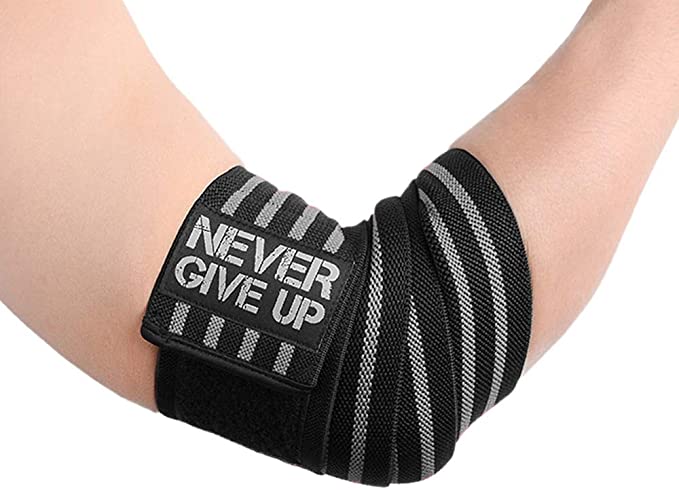 Photo 1 of YOUFINE Professional Elastic Elbow Wraps Straps Elbow Support Compression Protection Brace for Bodybuilding Workout Powerlifting Men Gym
