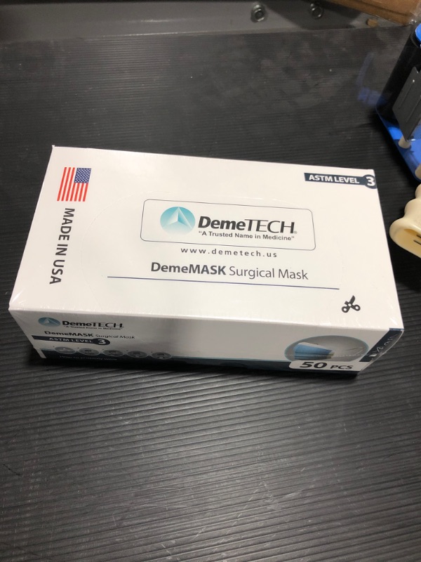 Photo 2 of DemeTECH ASTM Level 3 Highly Protective 3 Layer Face Mask with Ear Loops - Made in the USA
