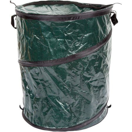 Photo 1 of 33-Gallon Outdoor Pop-up Garbage Can - Collapsible Trash Can and Trash Bag Holder for Yard Waste Bags and Leaf Bags
