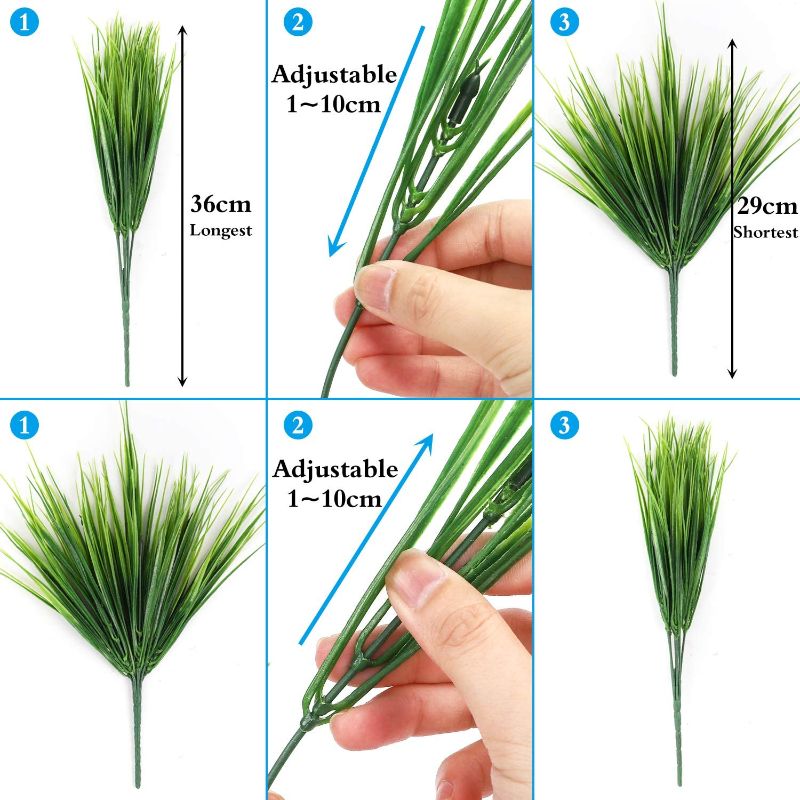 Photo 1 of Artificial Plants Outdoor, UV Resistant Fake Grass Outdoor Plants, Plastic Wheat Grass Artificial Greenery Shrubs for Outside, Faux Greenery Stems for Garden Front Porch Bathroom Decor (Not exact as stock)