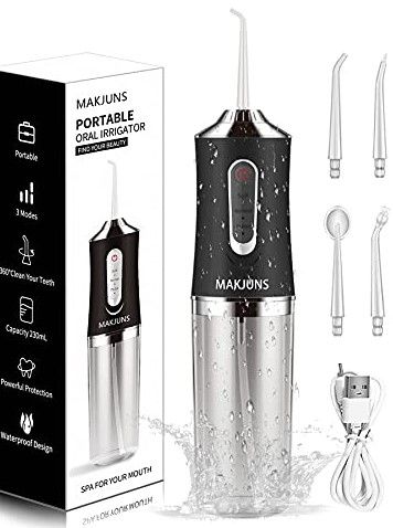 Photo 1 of Water-Flosser-Cordless-Teeth-Cleaner-MAKJUN Portable Water Teeth Cleaner with 3 Modes 4 Jets-Rechargeable Dental Oral Irrigator for Travel Home Braces