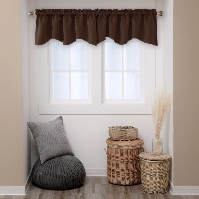 Photo 1 of Deconovo Valance Scalloped Rod Pocket Curtain Panel  Chocolate
