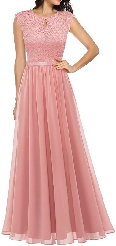 Photo 1 of Dressystar Women's Lace Chiffon Bridesmaid Dress Long Formal Evening Party Maxi Dress Cap Sleeve XS (not exact as stock)
