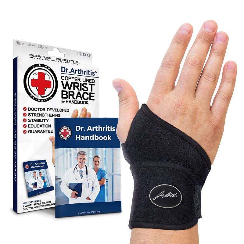 Photo 1 of Doctor Developed Copper Wrist Brace/Carpal Tunnel/Wrist Support/Wrist Splint/Hand Brace -F.D.A. Medical Device & Doctor Handbook-Night Support for Women Men-Right & Left hands (Single)
