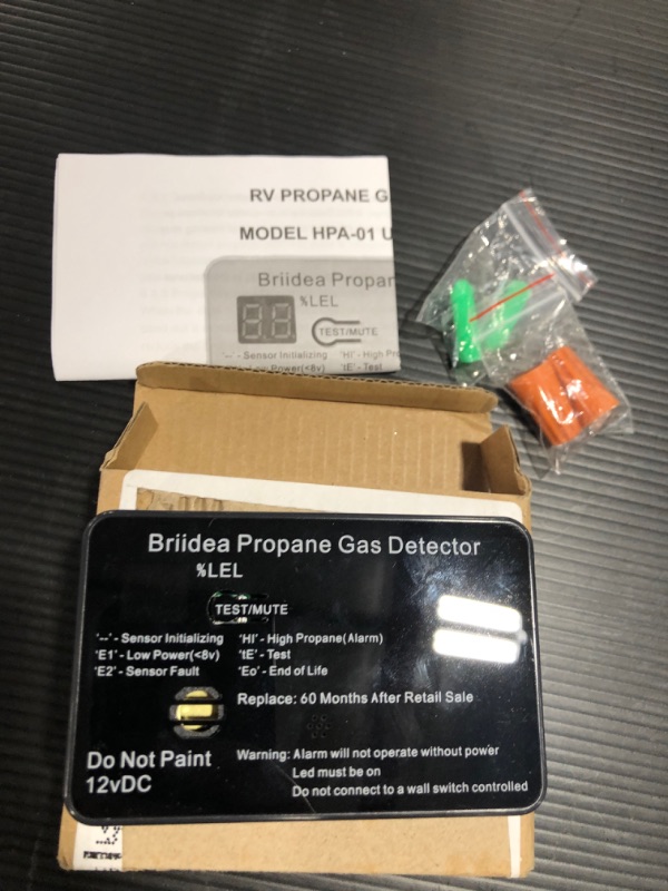 Photo 2 of RV Propane Alarm, Briidea Propane Gas Detector with 85dB Loud Alarm, 12 VDC, Black
