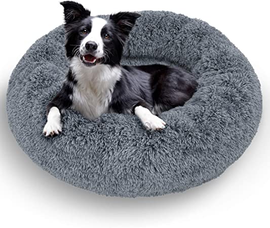 Photo 1 of Active Pets Plush Calming Dog Bed, Donut Dog Bed for Small Dogs, Medium & Large, Anti Anxiety Dog Bed, Soft Fuzzy Calming Bed for Dogs & Cats, Comfy Cat Bed, Marshmallow Cuddler Nest Calming Pet Bed
