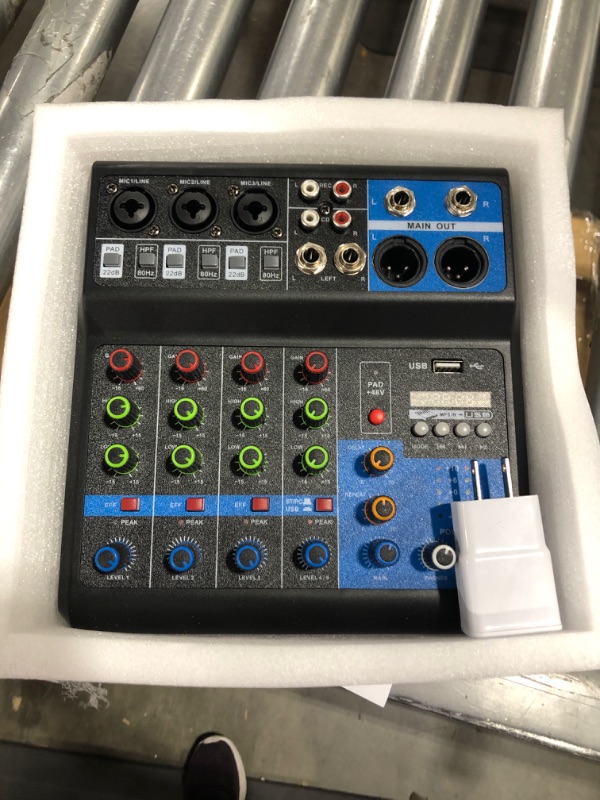 Photo 3 of Professional Audio Mixer, ALPOWL Sound Board Console System, Interface 5 Channel Digital USB Bluetooth MP3 Computer Input 48V Phantom Power Stereo DJ Studio Streaming for DJ Wedding Party KTV
