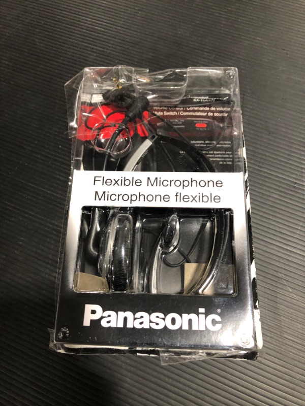 Photo 2 of Panasonic Comfort Fit Headset for TCA Series Cordless Landline Phones, Foldable Headset with Flexible Noise-Cancelling Microphone and Volume Control, 2.5 mm Plug, Grey/Silver KX-TCA430
