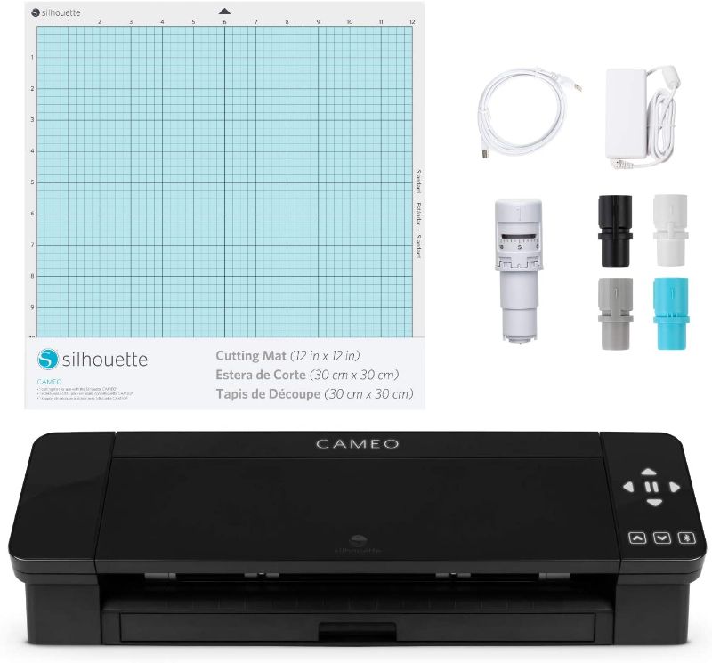 Photo 1 of Silhouette Cameo 4 with Bluetooth, 12x12 Cutting mat, AutoBlade 2, 100 Designs and Silhouette Studio Software - Black Edition
