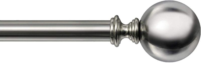Photo 1 of 1" Inch Adjustable Nickel Curtain Rod for Windows & Doors with Ball Finials & Brackets Set - 52" to 144"- By Deco Window
