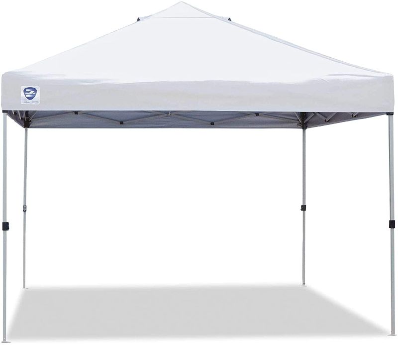 Photo 1 of Z-Shade 10 x 10 Foot Peak Straight Leg Portable Instant Shade Tent Steel Frame, and Carrying Bag, White NO CANOPY