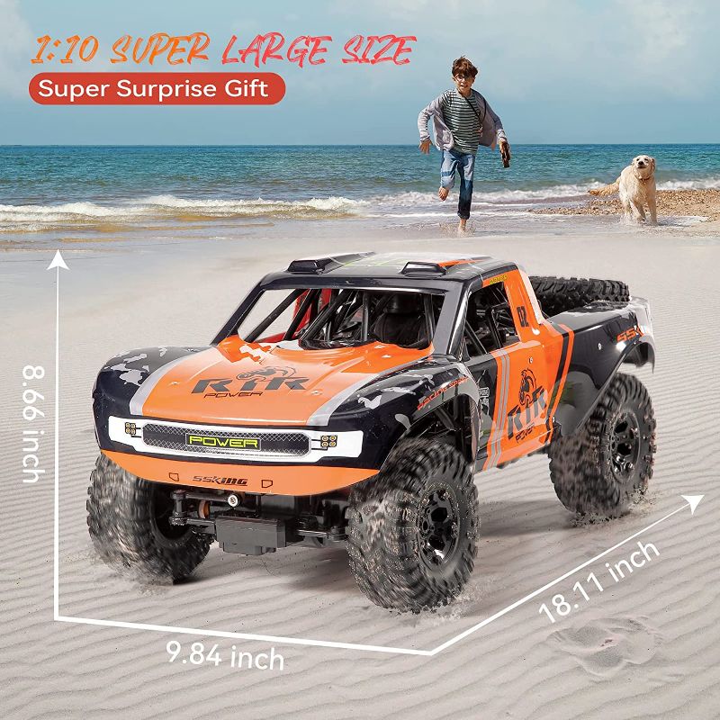 Photo 1 of Bwine Amphibious Remote Control Car, 1:10 Big Size Waterproof RC Cars for Boys Girls Age 8-12, 4WD Off Road Monster Truck for Kids & Adults, 2 Batteries for 40 Min Play, Water Beach Pool Toys
